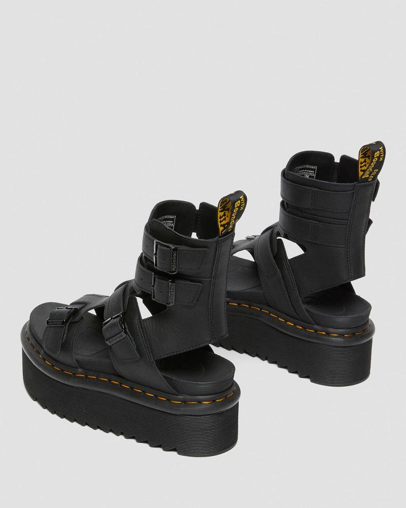 Dr Martens Giavanna Lær Platform Gladiatorsandaler Dame Svarte | Norge 491HAP